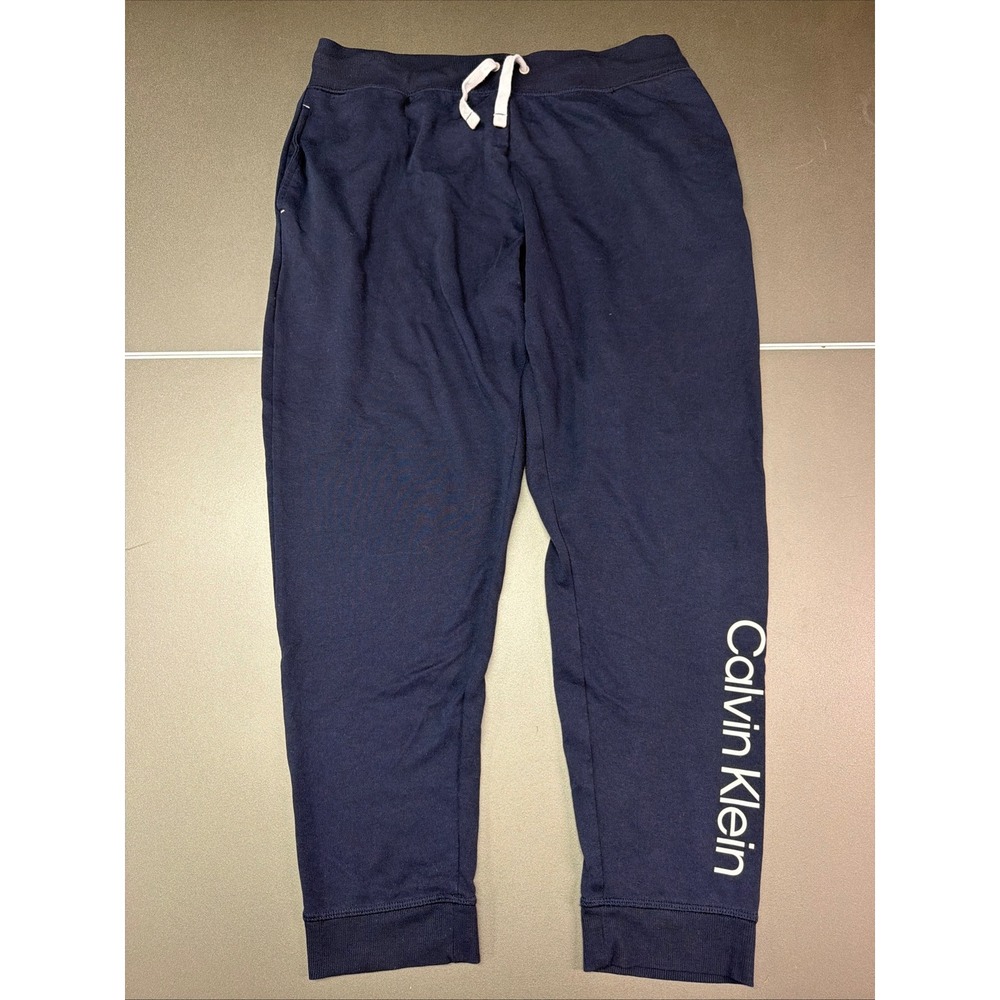 Calvin Klein Mens Navy Blue Sleepwear Joggers Logo Lounge Pants Size Large